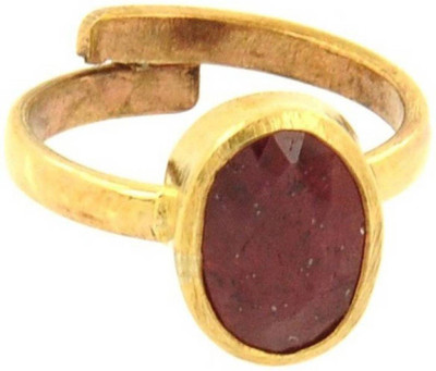 Gruvi 5.25 Ruby Rashi Ratan With Lab Test Stone Ruby Platinum Plated Ring