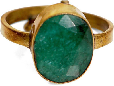 Gruvi 6.25 Panana Rashi Ratan With Lab Test Alloy Emerald Platinum Plated Ring