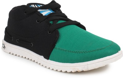 

11e Hgs2-Black-P.Green Canvas Shoes For Men(Black), Black;green