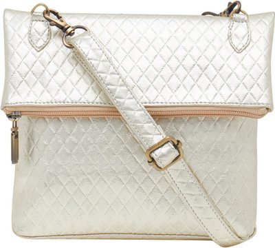 

TARUSA Women Evening/Party Silver Leatherette Sling Bag