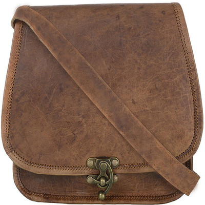 

Goatter Girls Brown Genuine Leather Sling Bag