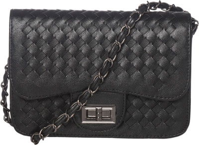 

MONOKROME NEW YORK Women Evening/Party Black PU Sling Bag
