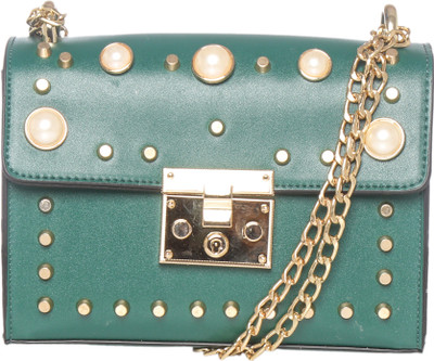 

MONOKROME NEW YORK Women Evening/Party Green PU Sling Bag