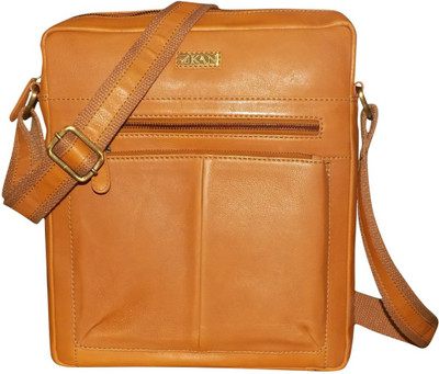 

Kan Men & Women Casual Tan Genuine Leather Shoulder Bag