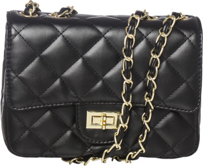 MONOKROME NEW YORK Women Evening/Party Black PU Sling Bag