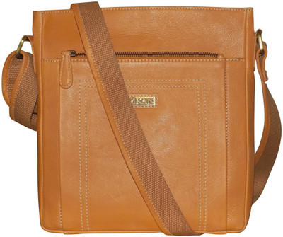 

Kan Tan Genuine Leather Travel Document Holder/Messenger Bag for Boys & Girls(Tan)