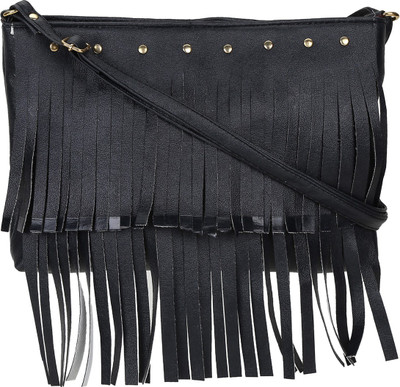 

MTE Girls Casual Black Leatherette Sling Bag
