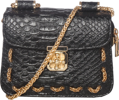 

MONOKROME NEW YORK Women Evening/Party Black PU Sling Bag