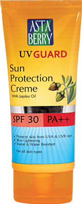 

Astaberry Broad Spectrum Protection From UVA & UVB Rays. Lightens Skin Tone. Sweat & Water Resistant - SPF 30 PA++(50 ml)