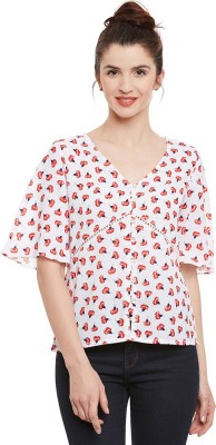 Miss Chase Casual Short Sleeve Floral Print Women Multicolor Top