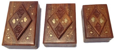 

Desi Karigar Wooden Jewellery Box Jewellery Vanity Box(Brown)