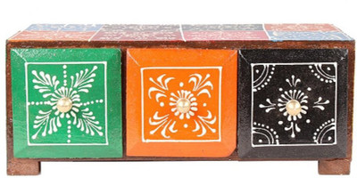 

Apkamart Handicraft Wooden Jewelry Box - Multi Utility Box for Table Decoration and Gifts Multipurpose Vanity Box(Multicolor)