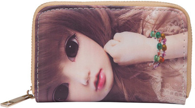 

ILU Women Brown, Beige Genuine Leather, Artificial Leather Wallet(4 Card Slots)