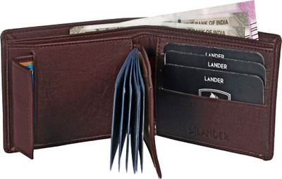 

LANDER Men Brown Genuine Leather Wallet(9 Card Slots)