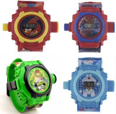 Shanti Enterprises Doraemon,Ben 10,Angey Bird,Spiderman 24 Images Projecter Watch (Set Of 4) Watch  - For Boys & Girls   Watches  (Shanti Enterprises)