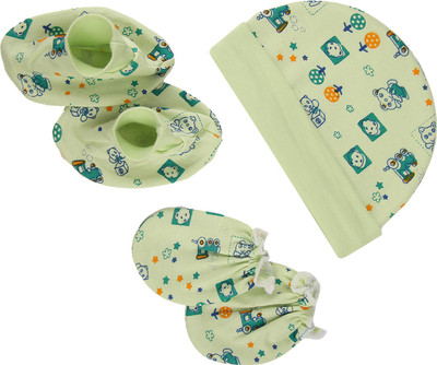 

MomToBe Cap Mittens and Booties Set(Green Printed)