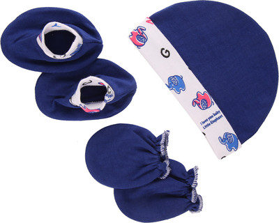 

MomToBe Cap Mittens and Booties Set(Blue Solid)
