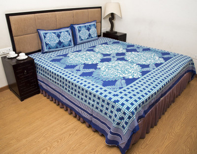 

Halowishes 110 TC Cotton Double Printed Bedsheet(Pack of 1, Turquoise Blue)