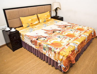 

Halowishes 200 TC Polyester Double Printed Bedsheet(Pack of 1, Multicolor)