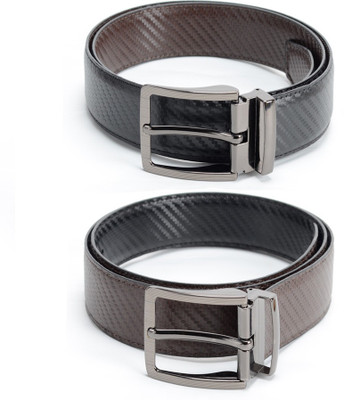 

Calvadoss Men Formal Black, Brown Texas Leatherite Reversible Belt