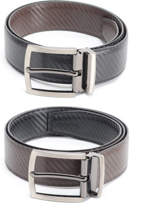

Calvadoss Men Formal Black, Brown Texas Leatherite Reversible Belt