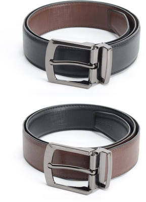 

Calvadoss Men Formal Black, Brown Texas Leatherite Reversible Belt