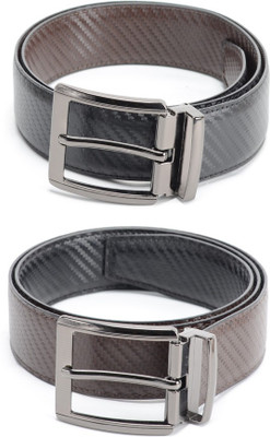 

Calvadoss Men Formal Black, Brown Texas Leatherite Reversible Belt