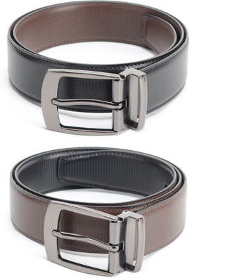 

Calvadoss Men Formal Black, Brown Texas Leatherite Reversible Belt