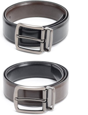 

Calvadoss Men Formal Black, Brown Texas Leatherite Reversible Belt