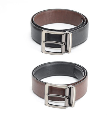 

Calvadoss Men Formal Black, Brown Texas Leatherite Reversible Belt