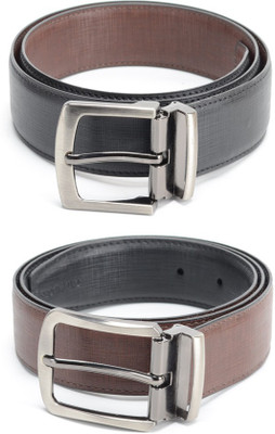 

Calvadoss Men Formal Black, Brown Texas Leatherite Reversible Belt