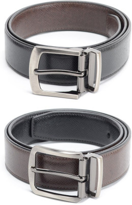 

Calvadoss Men Formal Black, Brown Texas Leatherite Reversible Belt