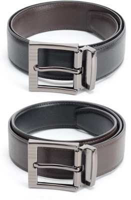 

Calvadoss Men Formal Black, Brown Texas Leatherite Reversible Belt