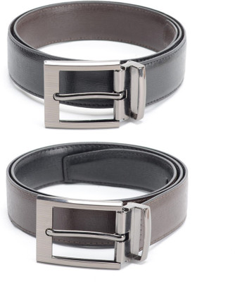 

Calvadoss Men Formal Black, Brown Texas Leatherite Reversible Belt