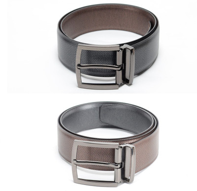 

Calvadoss Men Formal Black, Brown Texas Leatherite Reversible Belt