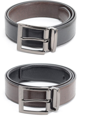 

Calvadoss Men Formal Black, Brown Texas Leatherite Reversible Belt