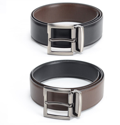 

Calvadoss Men Formal Black, Brown Texas Leatherite Reversible Belt