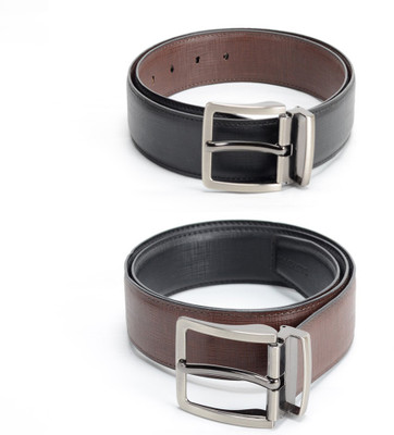 

Calvadoss Men Formal Black, Brown Texas Leatherite Reversible Belt