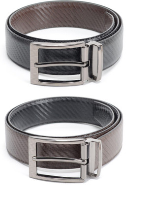 

Calvadoss Men Formal Black, Brown Texas Leatherite Reversible Belt