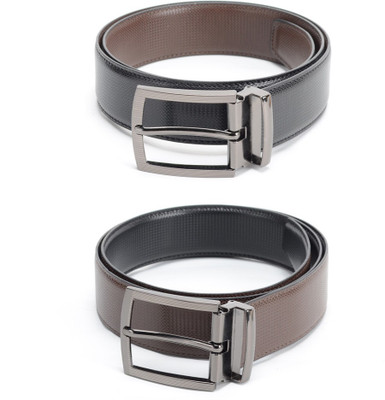 

Calvadoss Men Formal Black, Brown Texas Leatherite Reversible Belt