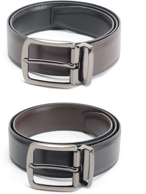 

Calvadoss Men Formal Black, Brown Texas Leatherite Reversible Belt