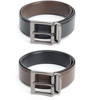 

Calvadoss Men Formal Black, Brown Texas Leatherite Reversible Belt