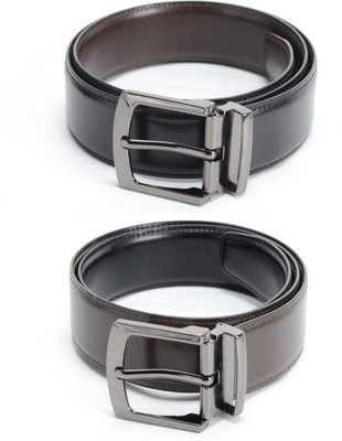 

Calvadoss Men Formal Black, Brown Texas Leatherite Reversible Belt