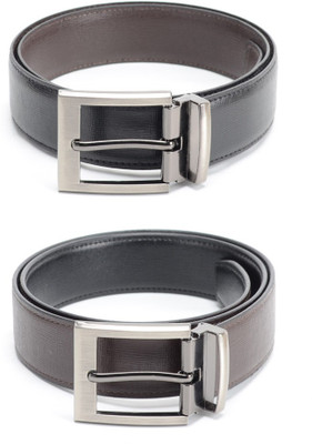 

Calvadoss Men Formal Black, Brown Texas Leatherite Reversible Belt