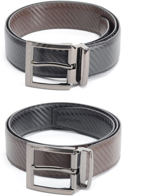 

Calvadoss Men Formal Black, Brown Texas Leatherite Reversible Belt