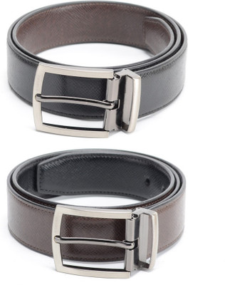 Calvadoss Men Formal Black, Brown Texas Leatherite Reversible Belt