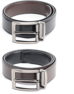 

Calvadoss Men Formal Black, Brown Texas Leatherite Reversible Belt