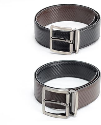 

Calvadoss Men Formal Black, Brown Texas Leatherite Reversible Belt