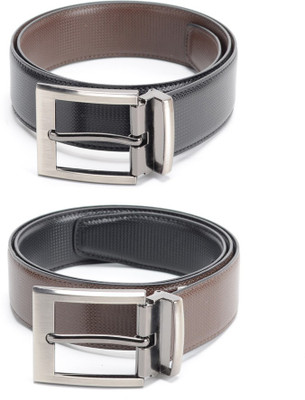 

Calvadoss Men Formal Black, Brown Texas Leatherite Reversible Belt