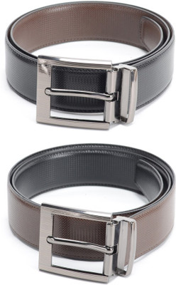 

Calvadoss Men Formal Black, Brown Texas Leatherite Reversible Belt